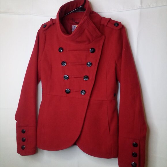 O'neill Coat women S Button Front Wool Blend Red - Picture 1 of 16